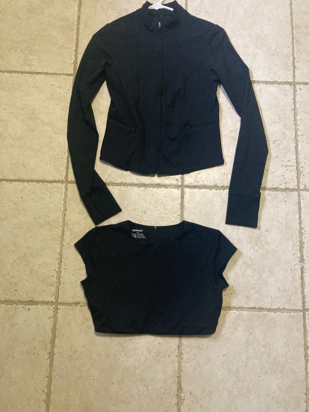 Garage Black Active Wear Jacket & Bra Top Athletic Crop Top With Padding Medium